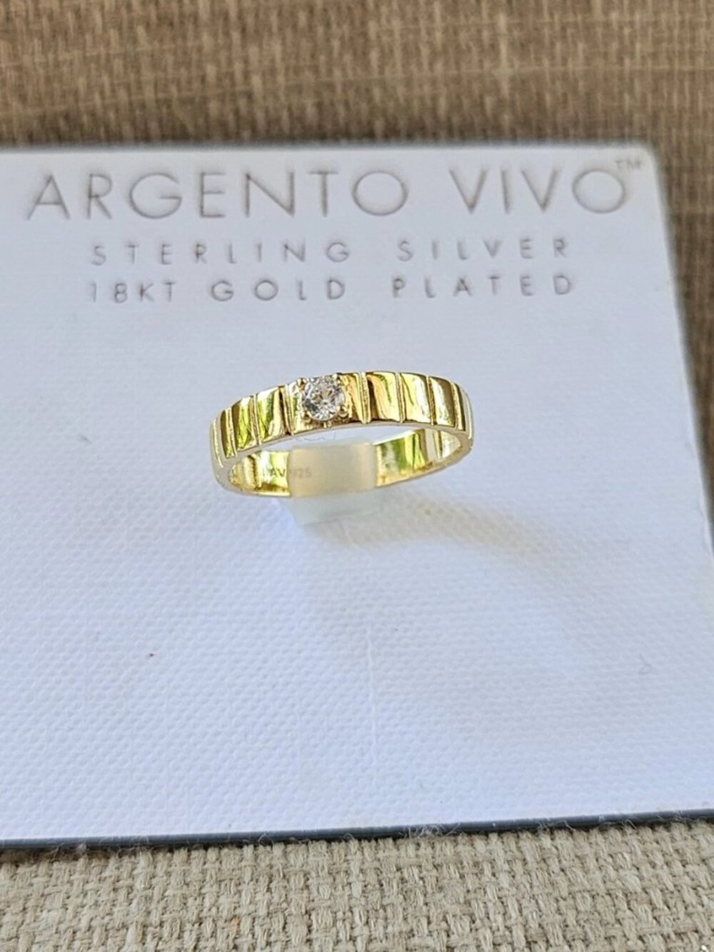 Argento Vivo Ring 18KT Gold Plated Over Sterling Silver Fine Jewelry Size 7 New - Picture 2 of 10